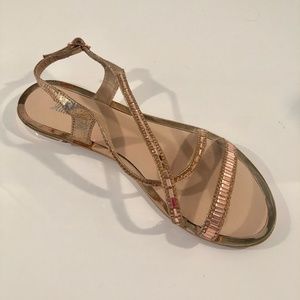 ITALINA ROSE GOLD METALLIC RHINESTONE SANDAL 7 1/2